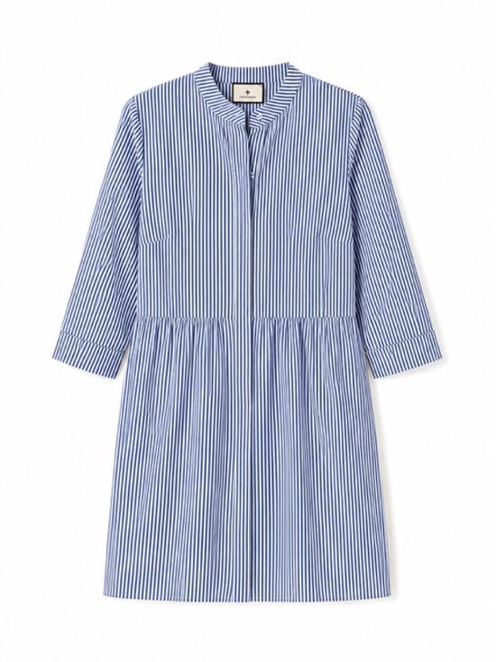 Tuckernuck Dresses & Skirts - Tuckernuck NWOT Blue Stripe Royal Shirt Dress 3/4 Sleeve Tiered Mini Dress XS